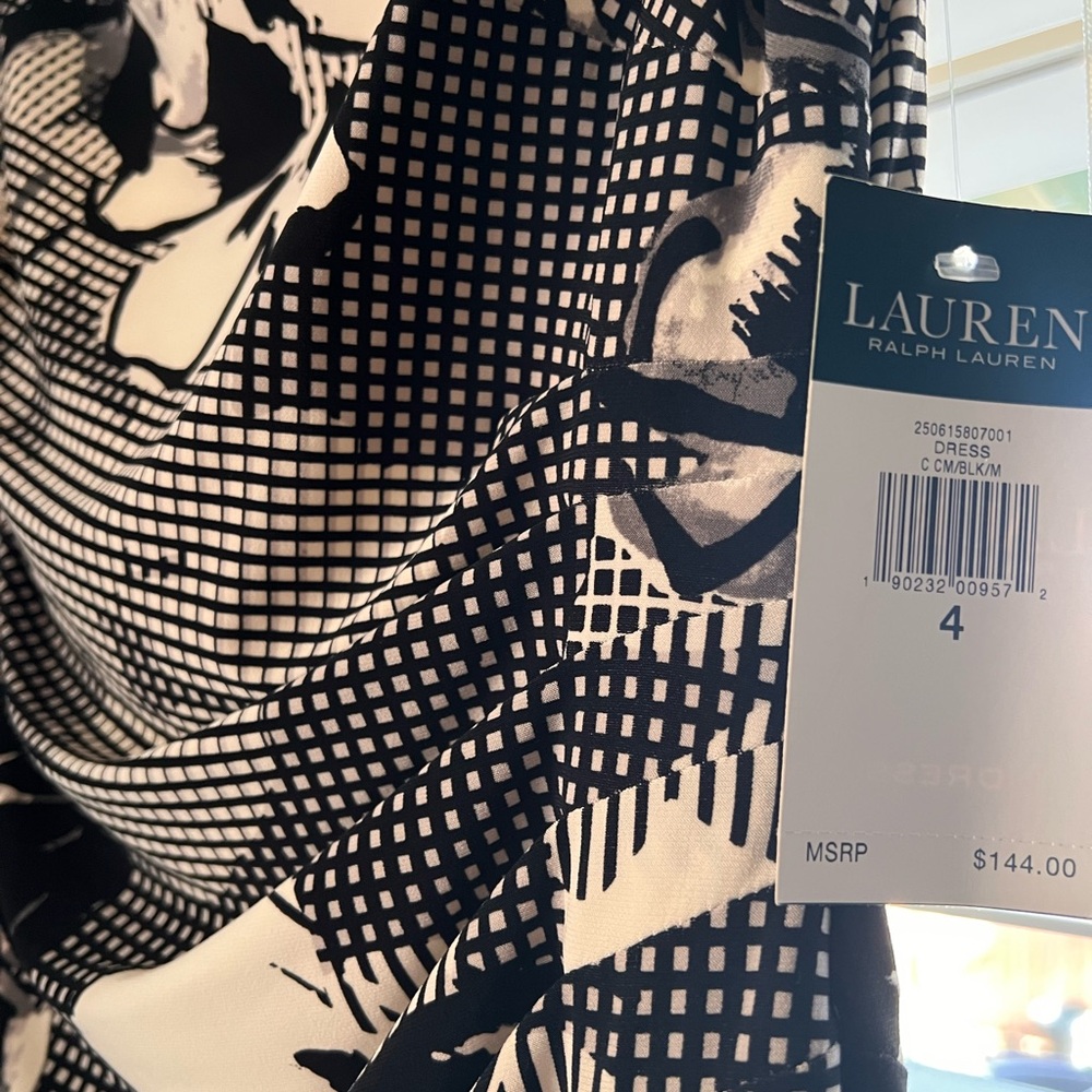 Ralph Lauren Black and White Floral Midi Dress - Picture 3 of 3